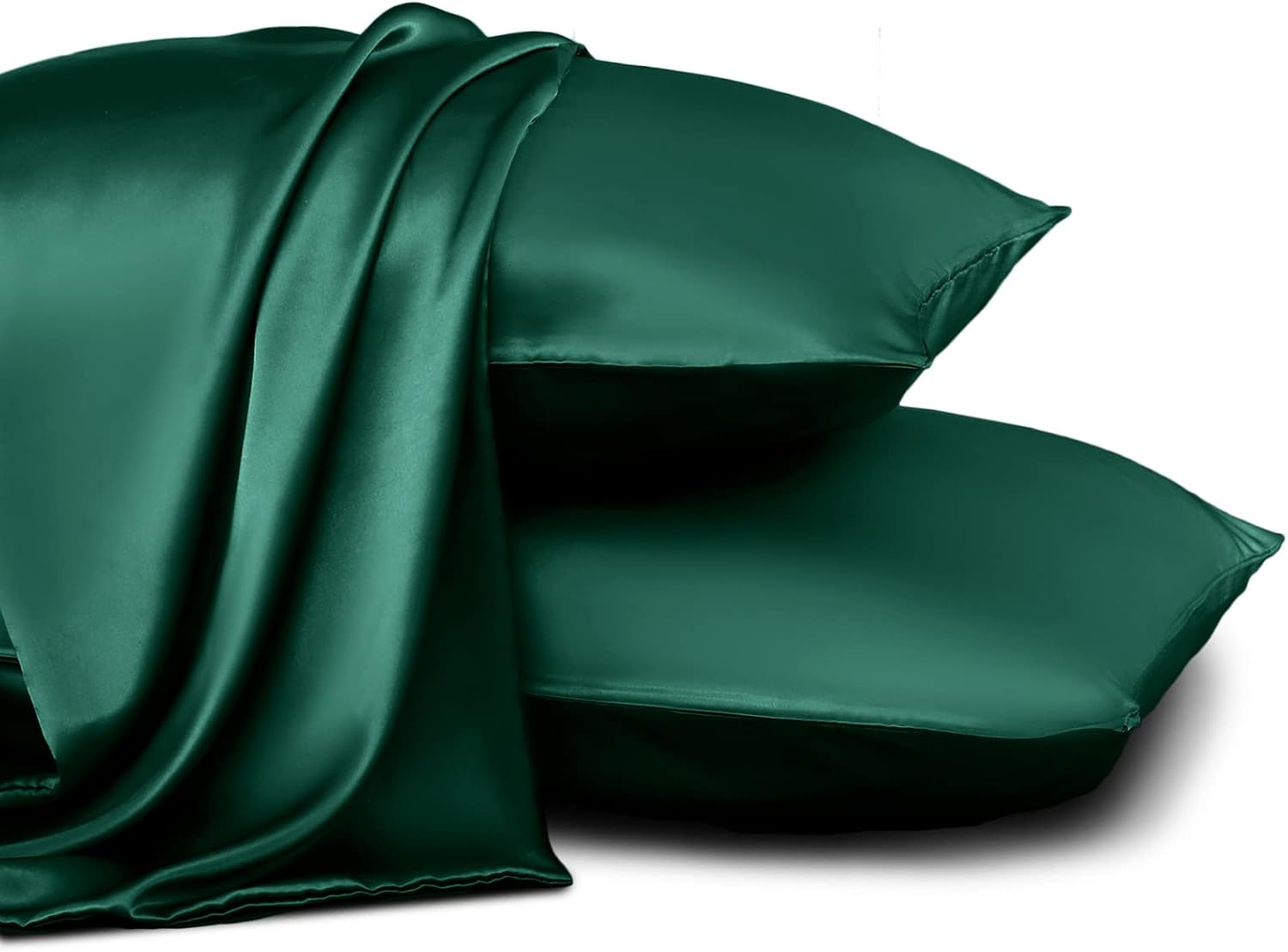Homiest Blackish Green Queen Size Satin Pillowcase Set of 2, 20 x 30 Inch