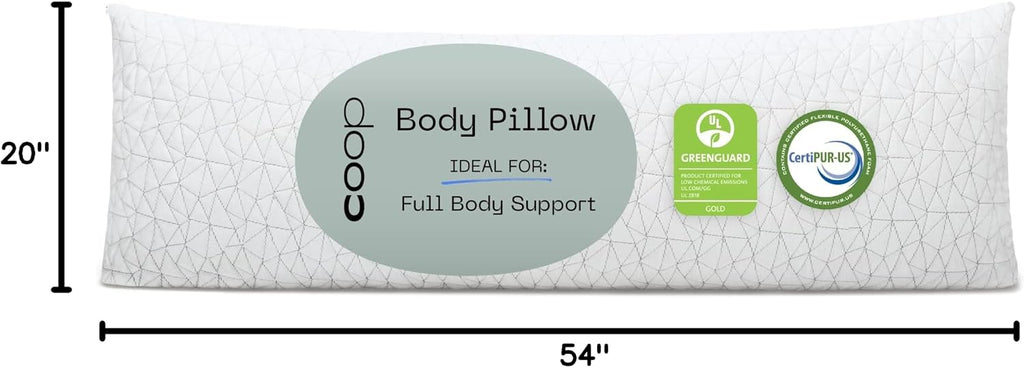 Coop Home Goods Original Adjustable Body Pillow, 20x54 Long Pillow for Back, Shoulder, Hip and Knee Support, Side Sleeper Body Pillows…