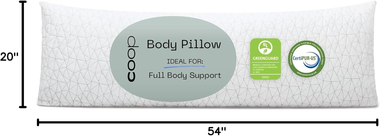 Coop Home Goods Original Adjustable Body Pillow, 20x54 Long Pillow for Back, Shoulder, Hip and Knee Support, Side Sleeper Body Pillows…