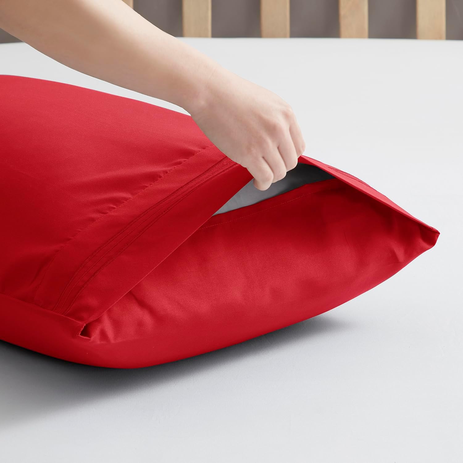 Nestl Red King Pillow Cases 2 – Soft King Size Pillow Case, 1800 Brushed Microfiber Pillowcases, Envelope Closure Pillowcase, King Pillow C…