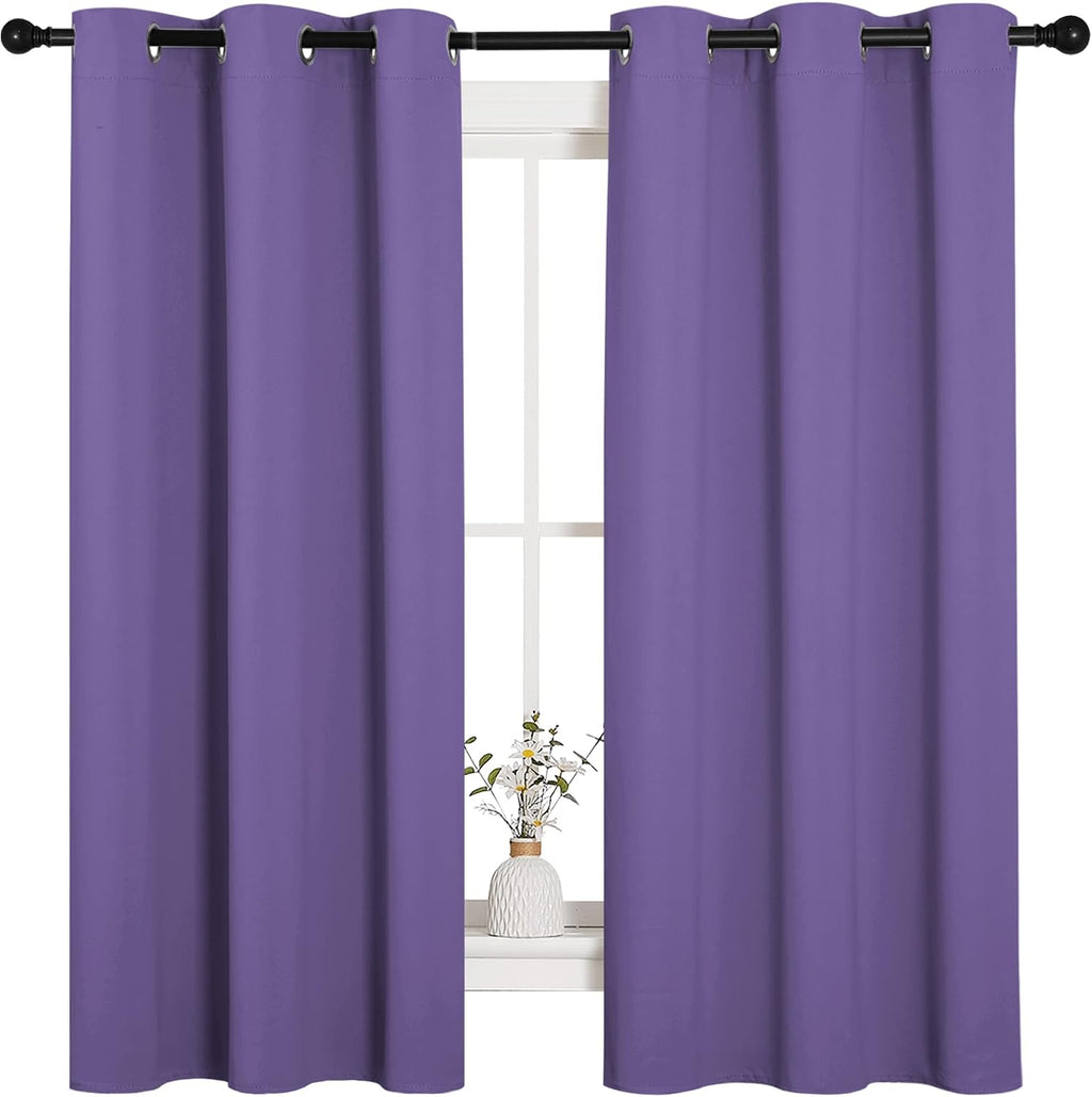 NICETOWN Lilac Purple Blackout Curtains for Bedroom (1 Pair, 42 x 63 inches), Farmhouse Thermal Insulated Room Darkening Drapes for Windows