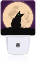 Halloween Spooky Black Cat Night Light Plug into Wall, Cat sit on Moon Dusk to Dawn Night Light,0.5w Energy Saving Sleep Friendly…