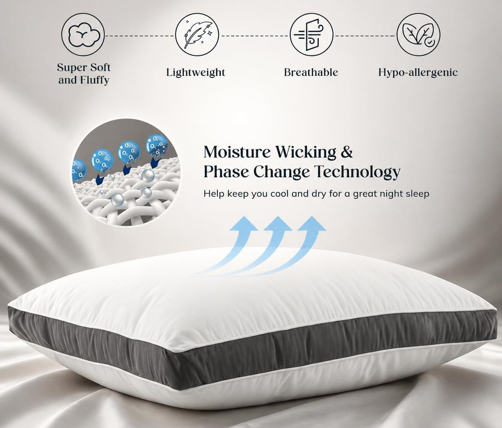 LuxDecorCollection Bed Pillows Queen Size Set of 2 - Hotel Gusseted for Sleeping, Cooling Down Alternative Microfiber Fill, Hypoallergenic…