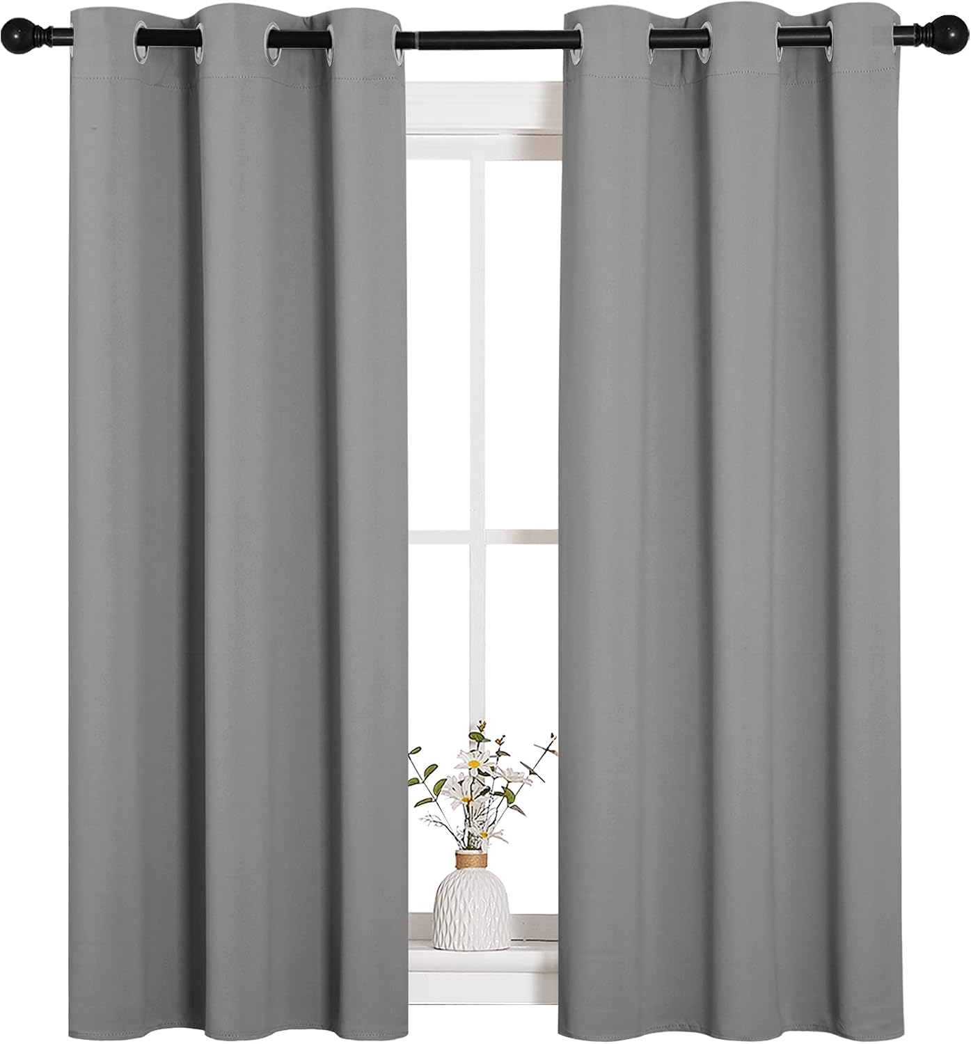 NICETOWN Bedroom Curtains Blackout Drapery Panels, Three Pass Microfiber Thermal Insulated Solid Ring Top Blackout Window Curtains/Drapes…