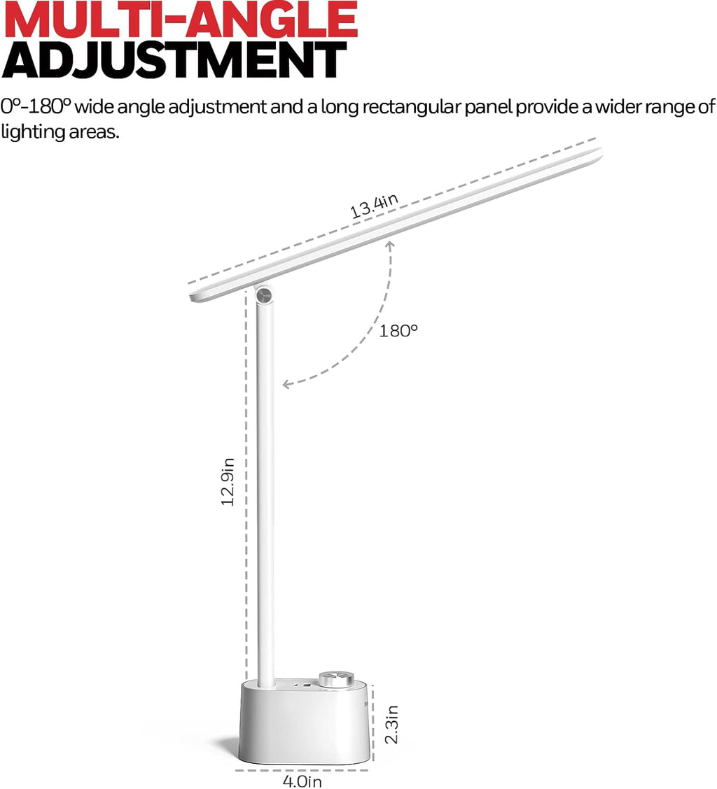 Honeywell Upgraded LED Desk Lamp - H01 Pro SunturaluxTM Foldable Desk Light with USB A+C Charging Port, 3 Color Modes Dimmable Table Lamp…