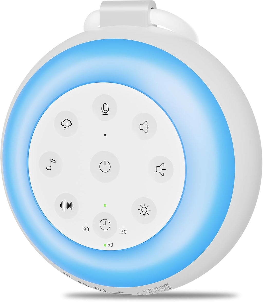 MEGATEK Sleep Sound Machine, 24 Soothing Sounds, 9 Color Dimmable Night Light, Bluetooth & 180s Voice Recording, 2000mAh Rechargeable…