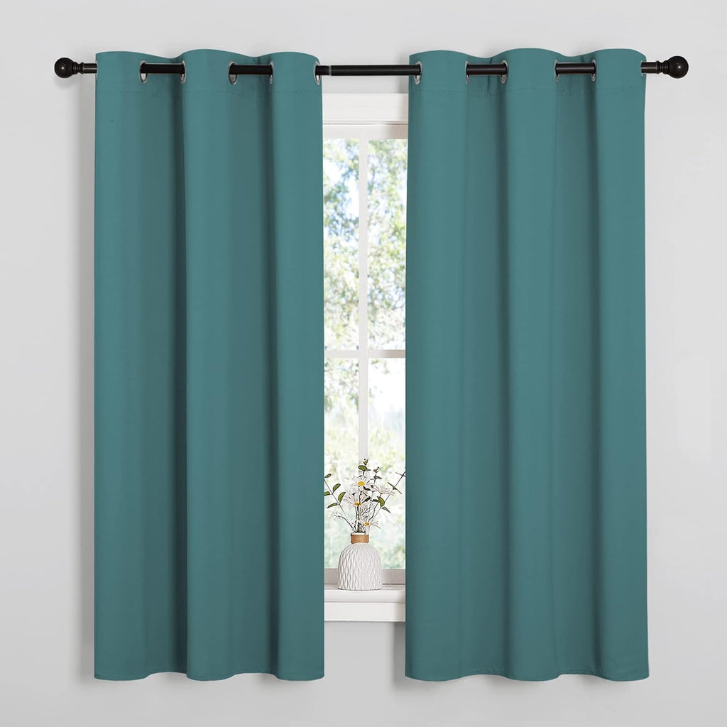 NICETOWN Thermal Insulated Solid Grommet Blackout Curtains/Drapes/Panels for Dining Room (Sea Teal, 1 Pair, 42 by 63-Inch)