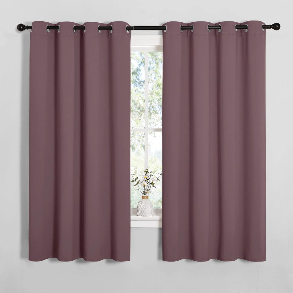 NICETOWN Bedroom Curtain Panels Blackout Draperies, Dry Rose, 1 Pair, 55 by 68-inch, Thermal Insulated Solid Grommet Blackout…