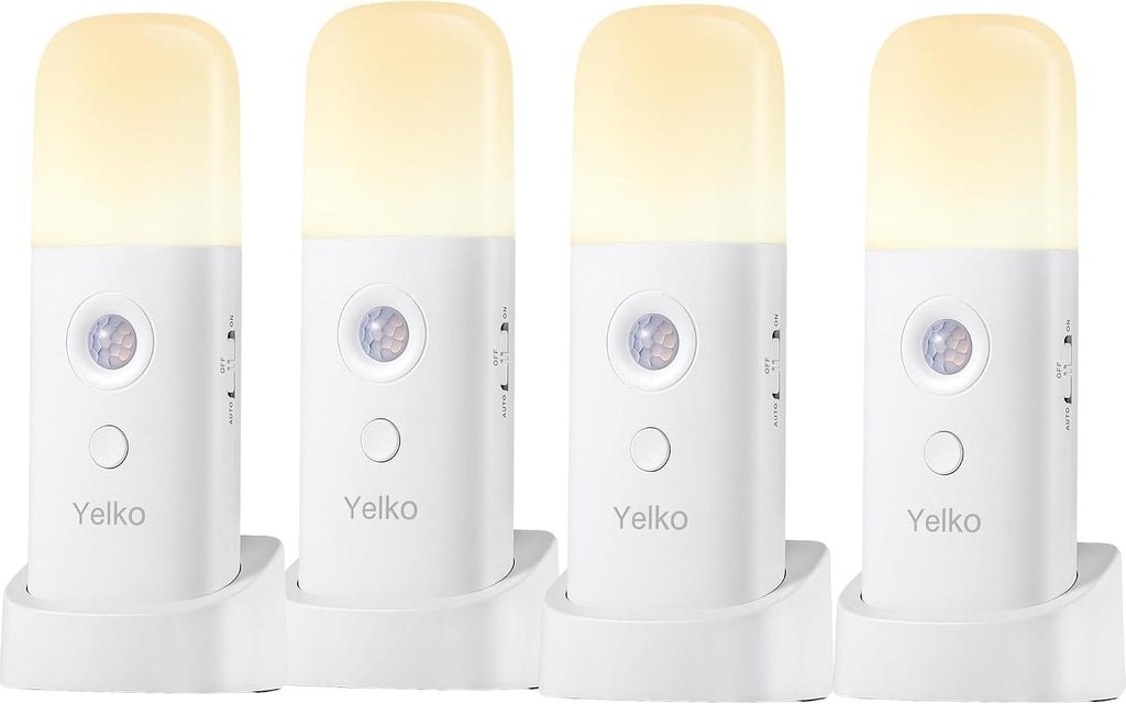 YELKO Motion Sensor Night Lights, Rechargeable nightlights Battery Operated, Dimmable Table lamp with 5 Levels Brightness Adjustable…