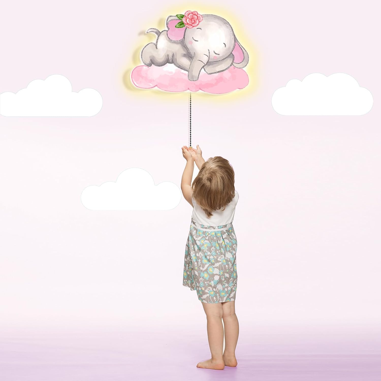 Aurelema Elephant Night Light Wall Lamp Sleeping Nursery Lighting Cute Floating Battery Operated Hanging Lamp for Baby Boys Girls Bedroom…