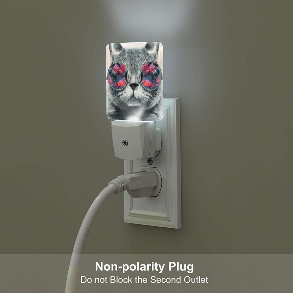 Cute Gray Cat Night Light, Plug Into Wall Decor for Stairway, Hallway, Kitchen, Dusk to Dawn Sensor Nightlights for Boys/Girls/Women/Men Room…