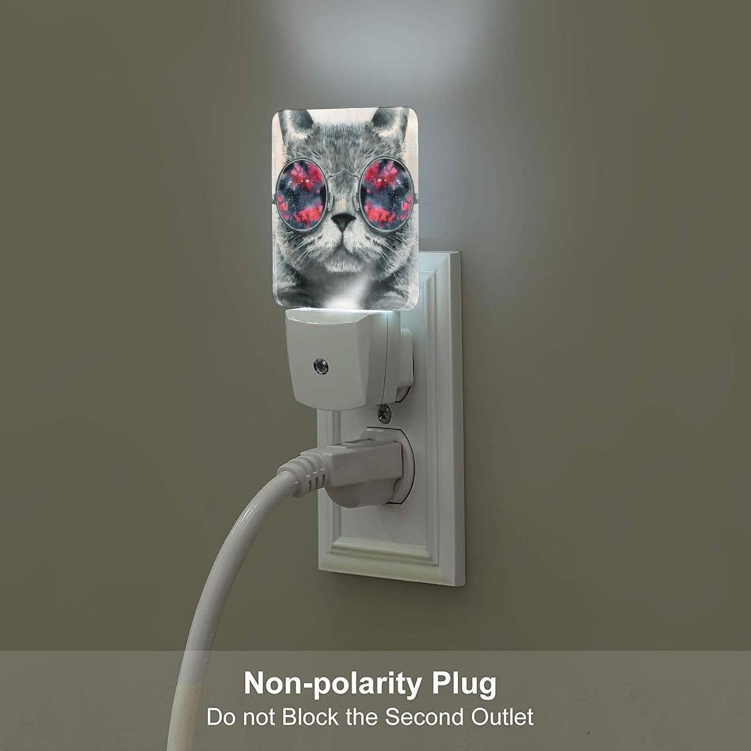 Cute Gray Cat Night Light, Plug Into Wall Decor for Stairway, Hallway, Kitchen, Dusk to Dawn Sensor Nightlights for Boys/Girls/Women/Men Room…