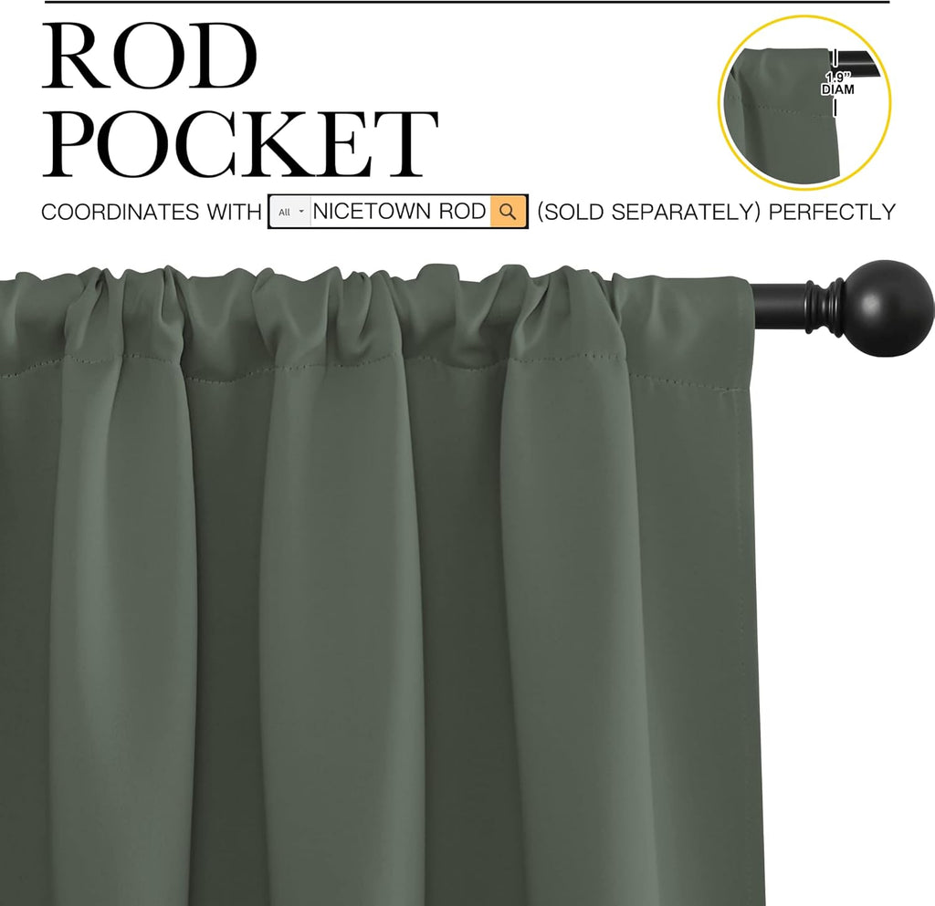 NICETOWN Bedroom Curtains Blackout Draperies - All Season Thermal Insulated Solid Rod Pocket Top Blackout Curtains/Drapes for Kid's Room…