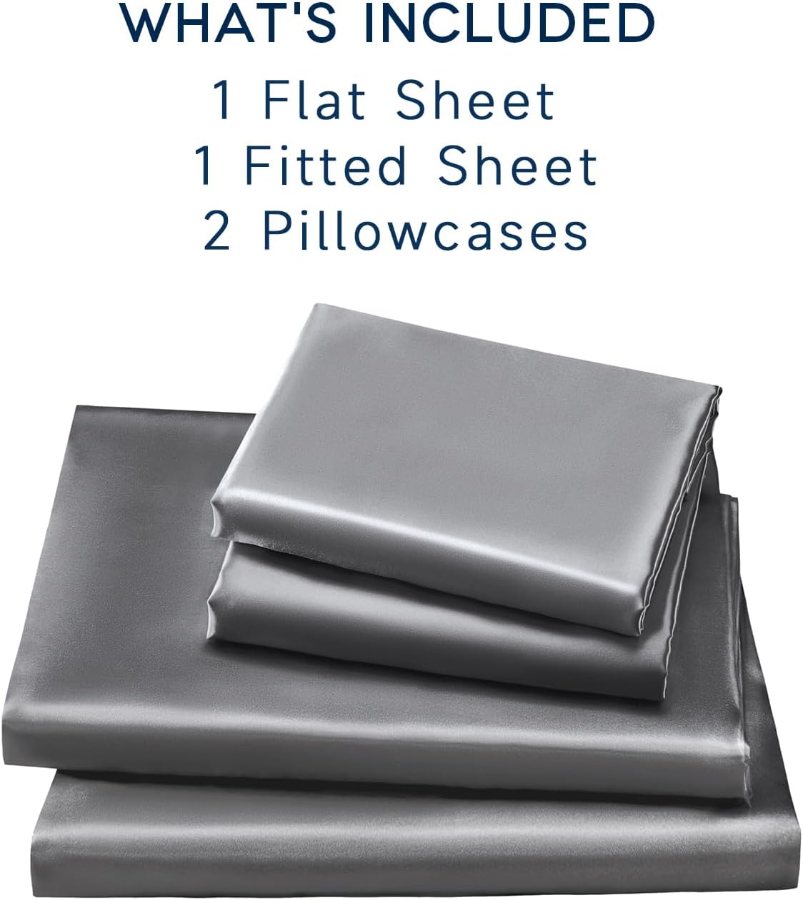 Golal Satin Sheets Full Size - 4 Pieces Luxury Silky Soft Bed Sheets, Wrinkle-Free Dark Grey Satin Silk Sheet Set with 1 Deep Pocket Fitted…