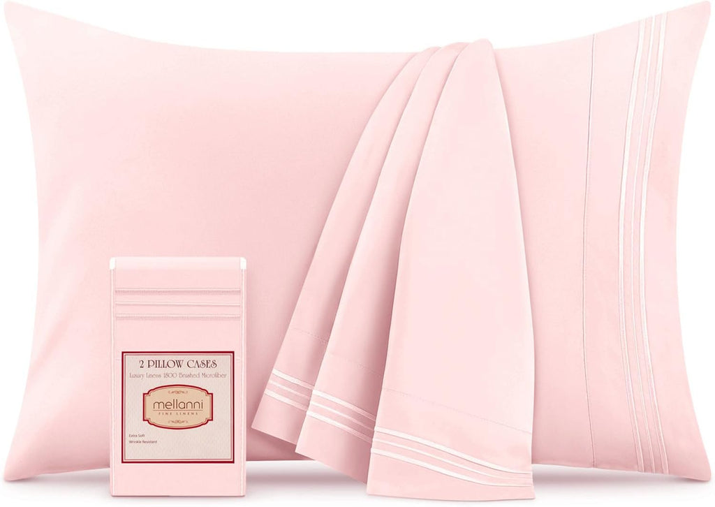 Mellanni Pillow Cases - Luxury, Extra Soft, Cooling Pillow Covers - 2 PC Iconic Collection Pillowcases - Envelope Closure (Standard/Queen 2…