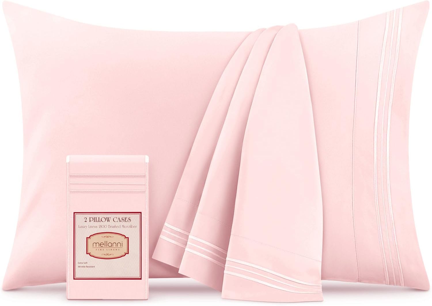 Mellanni Pillow Cases - Luxury, Extra Soft, Cooling Pillow Covers - 2 PC Iconic Collection Pillowcases - Envelope Closure (Standard/Queen 2…