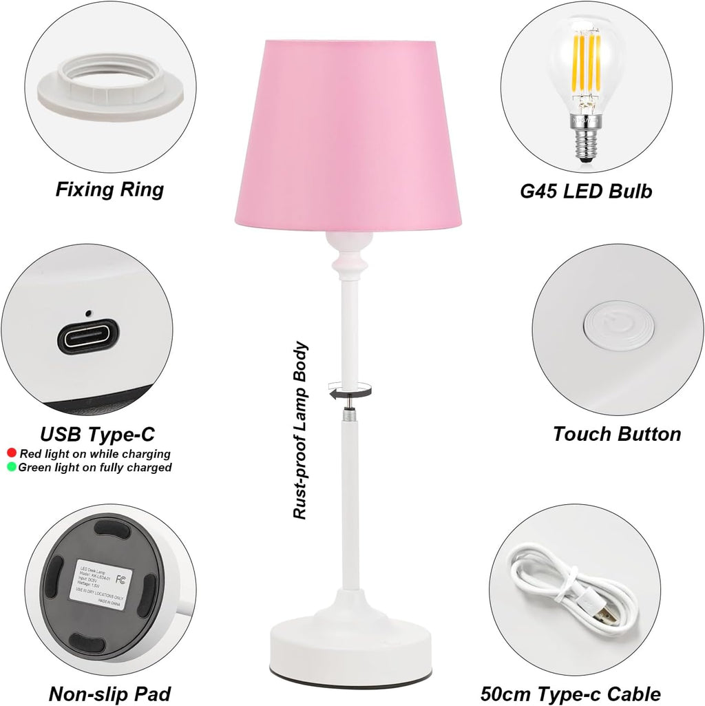 Cordless Table Lamps Rechargeable Set - 2 Pack White 4000mAH Battery Operated Lamps for Decor, 3000K Stepless Dimming Touch Control…
