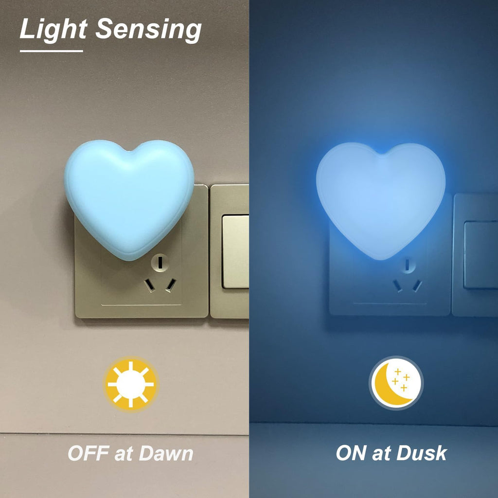 INZU Cute Night Light, Heart Night Light for Kids, LED Nightlight with Auto Dusk to Dawn Sensor, Nightlight Plug into Wall with Soft Warm…