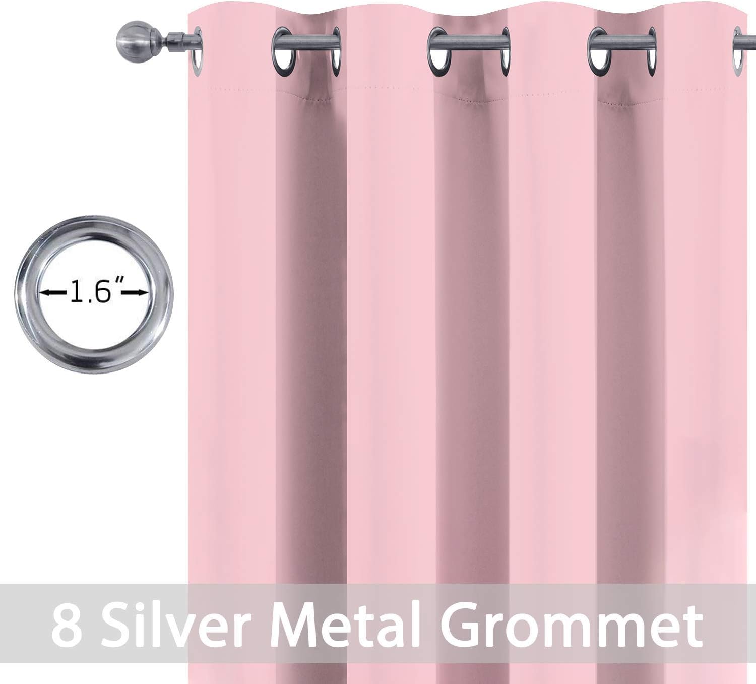 Yakamok Light Blocking Window Blackout Curtains Thermal Insulated Room Darkening Drapes for Bedroom, Solid Grommet Top Window Panels…