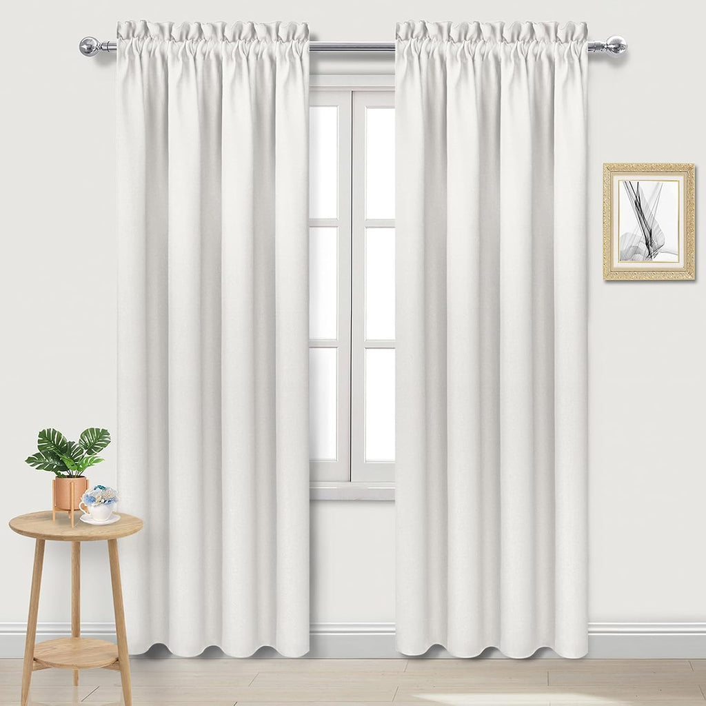 DWCN Blackout Curtains Thermal Insulated, Energy Saving & Noise Reducing Bedroom and Living Room Curtains, Ivory, W 42x L 84 Inch, Set of…