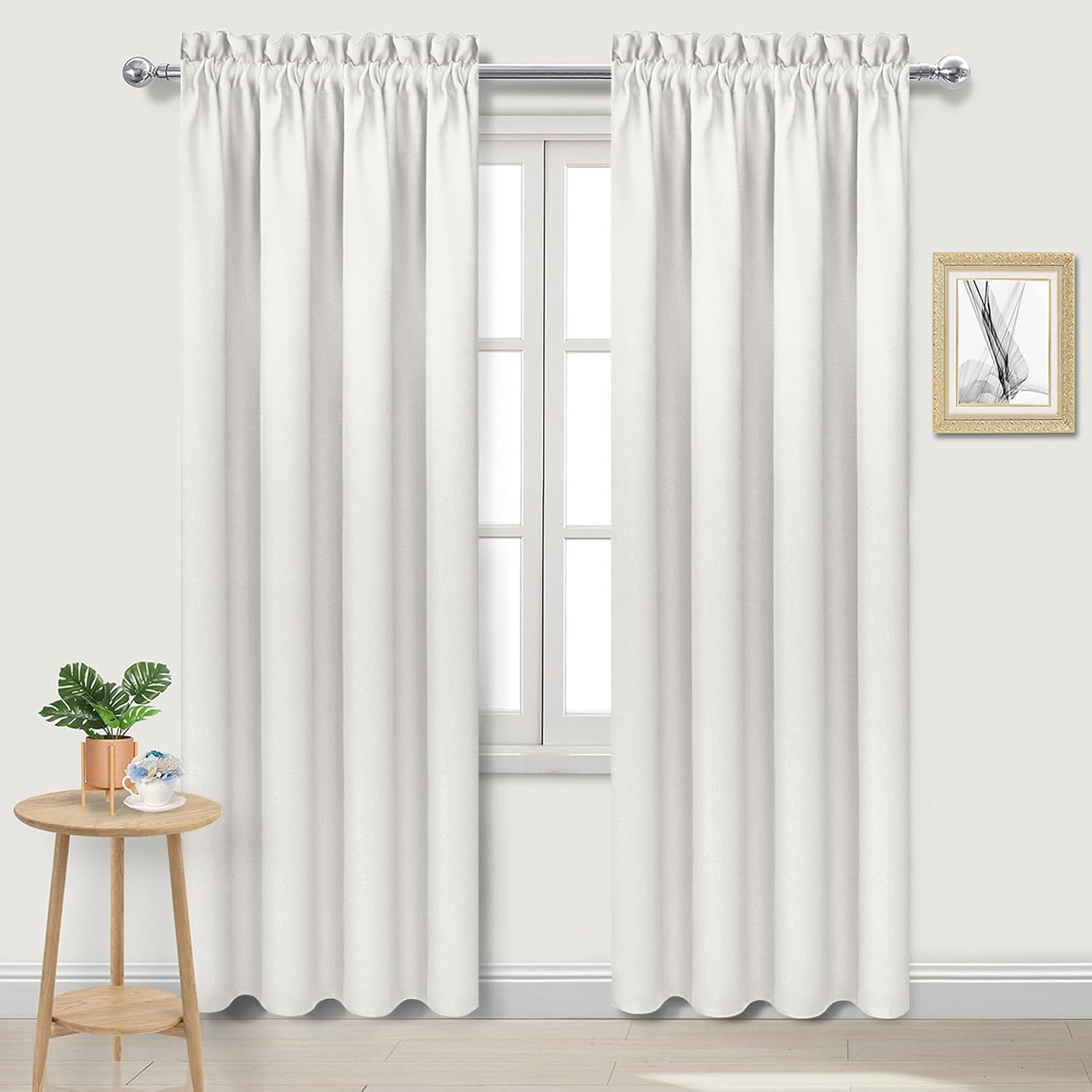 DWCN Blackout Curtains Thermal Insulated, Energy Saving & Noise Reducing Bedroom and Living Room Curtains, Ivory, W 42x L 84 Inch, Set of…