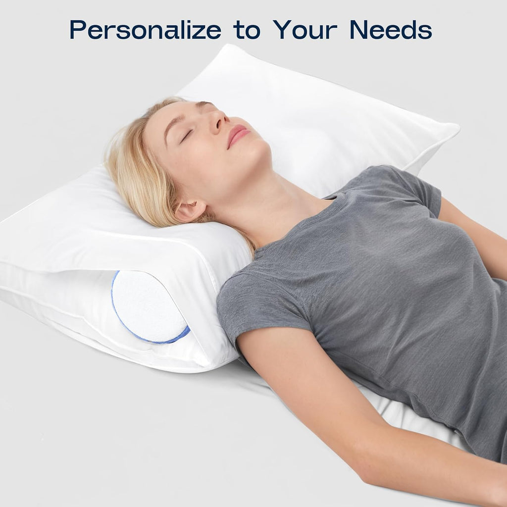 Forcanby Neck Roll Cervical Pillow for Neck - Memory Foam Neck Pillow for Bed, Round Neck Pillows for Sleeping, 15.7 * 6 * 6inch (Blue-Whit…