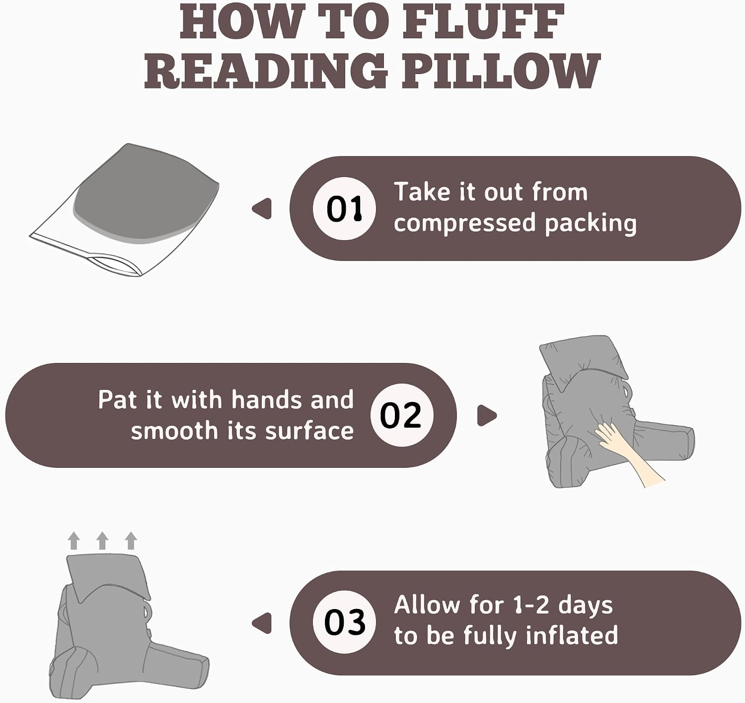 Unisakey Portable Reading Pillows with Headrest for Bed Sitting Up(Light Grey Oeko-Tex), Velvet Back Pillow with Arms & Pockets for…