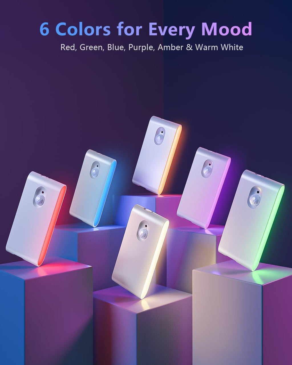 Willed Stair Lights Indoor, RGB & Warm White Motion Sensor Night Light, Color Changing Motion Sensor Light Indoor, Rechargeable Night Light…