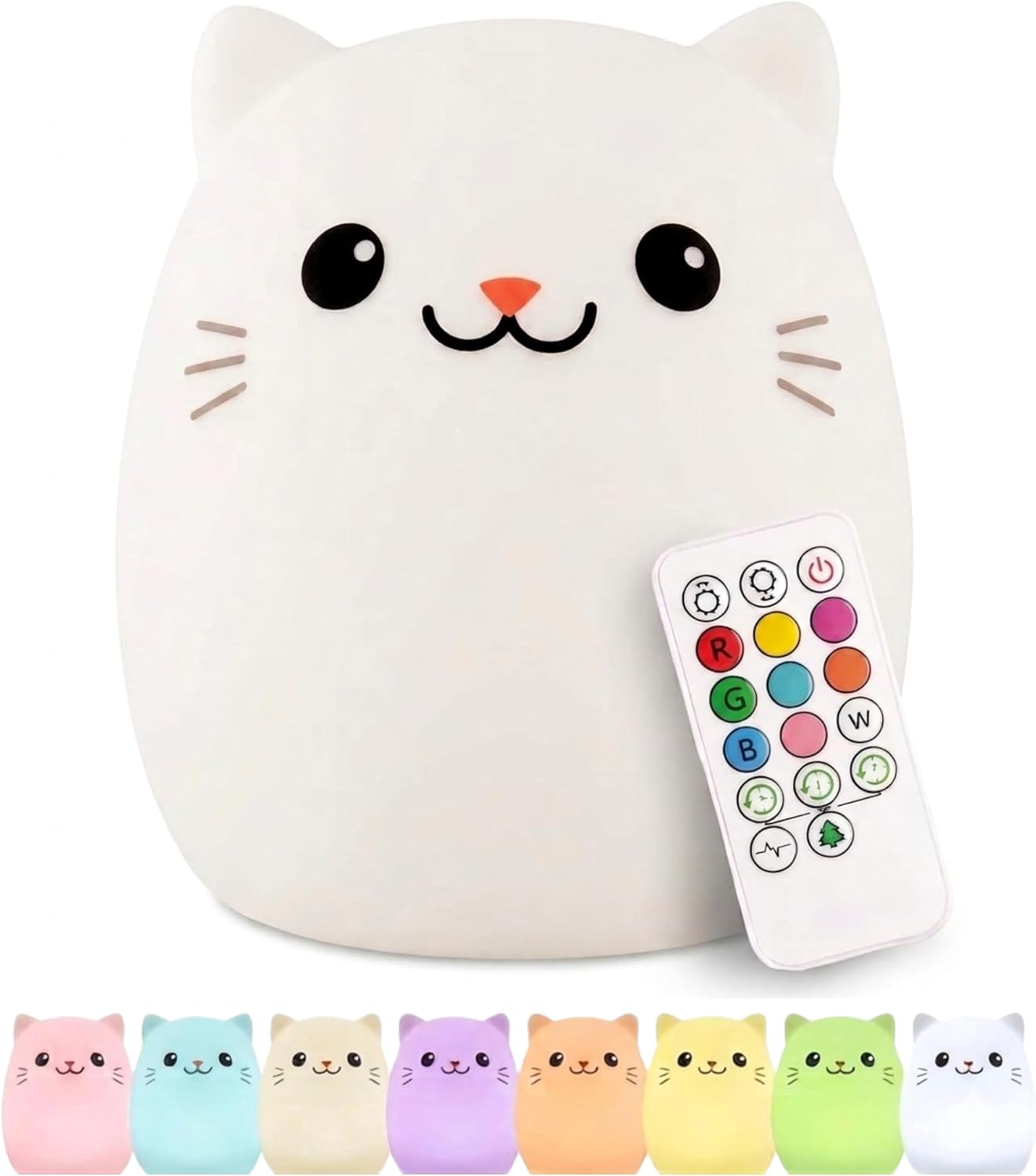 Lumipets Clive the Cat Squishy Silicone Night Light for Kids | Cute Night Light with Remote & Touch Control for Baby & Toddler Bedrooms |…