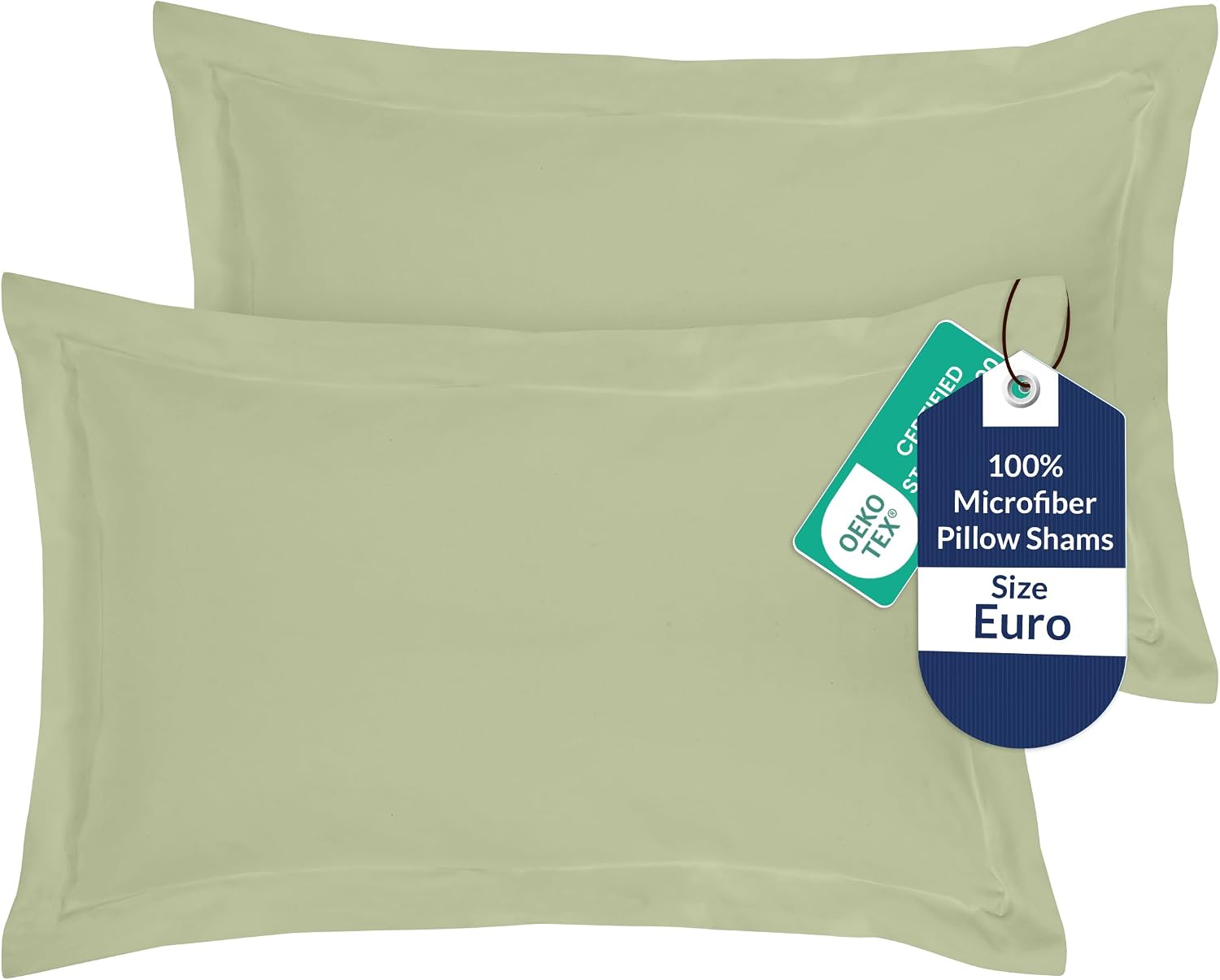 Royalelinens Royale Linens Pillow Shams 2 Pack Euro Size 26x26 Inch - Brushed 1800 Microfiber - Bed Pillow Shams, Wrinkle Resistant Super S…