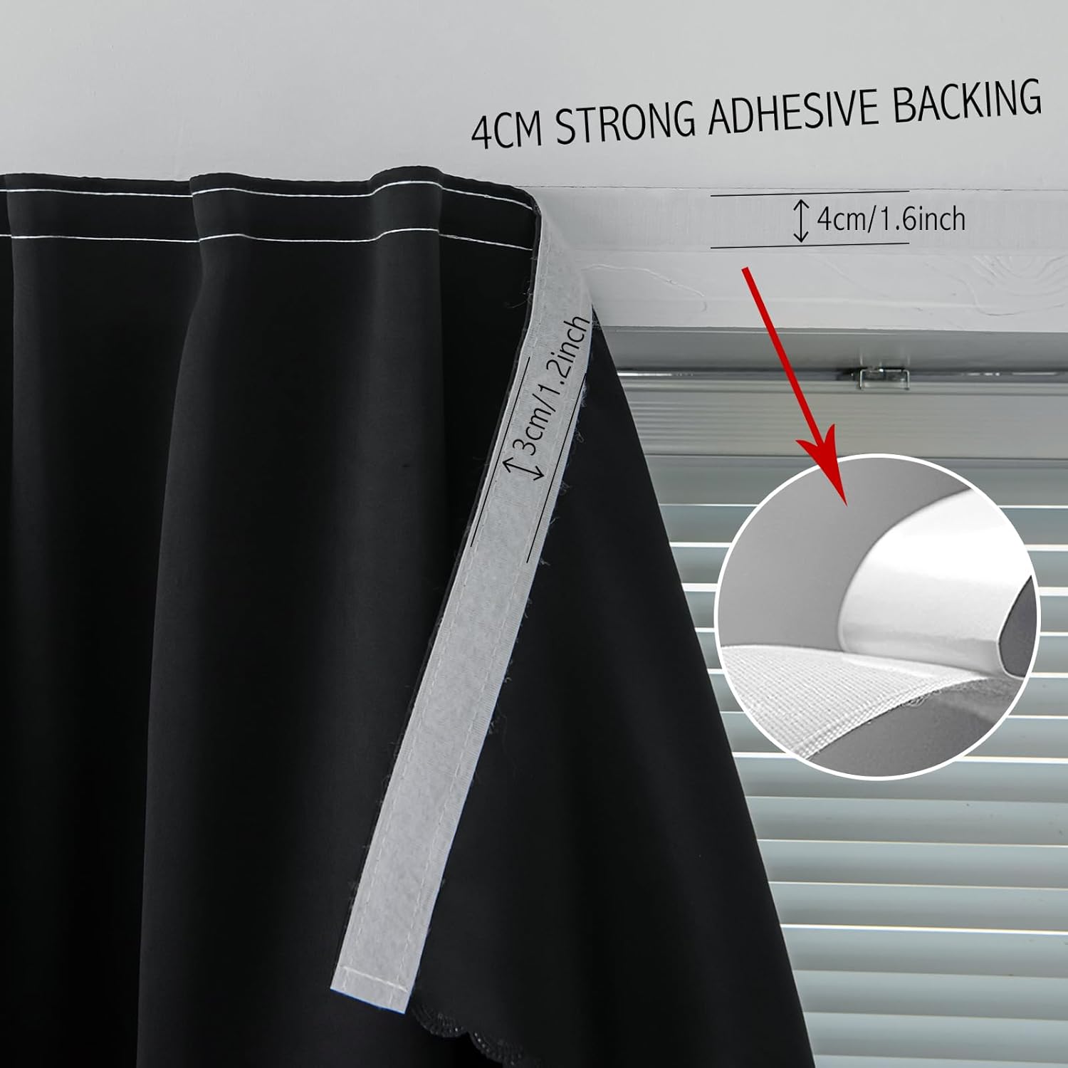 Adhesive Blackout Curtains- Self Stick Curtain No Rod Needed Easy to Hang Curtain, Use for Bedroom, Living Room, Dining Room, Kitchen…