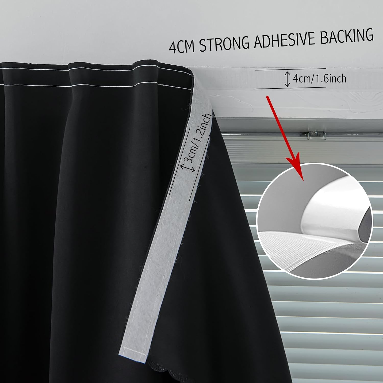 Adhesive Blackout Curtains- Self Stick Shades Window Blinds Curtains No Rod Needed Easy to Hang Curtains, Use for Bedroom, Living Room…