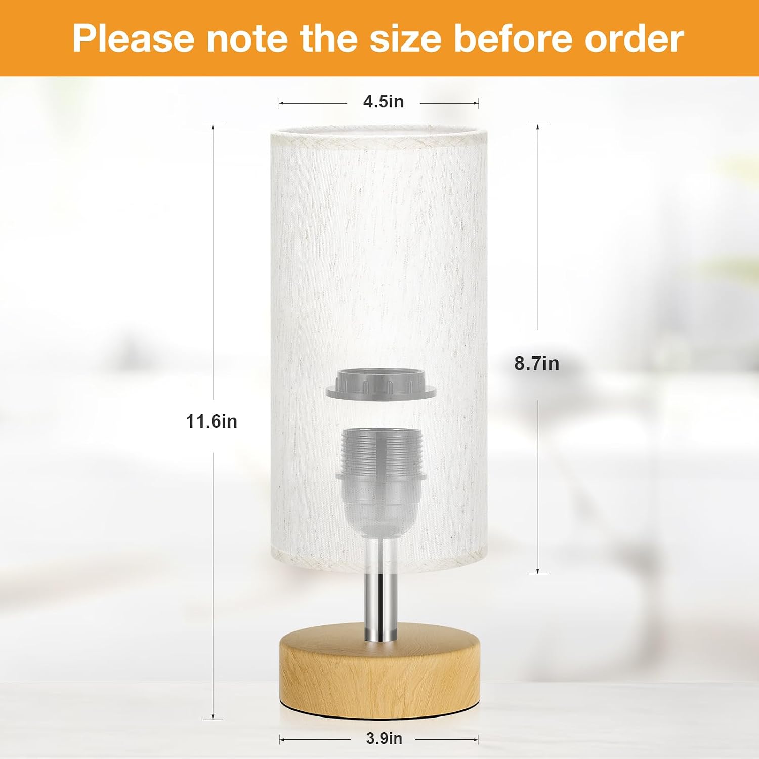 PartageiZ Small Table Lamp for Bedroom - Bedside & Desk Lamp, Minimalist Nightstand Light for Kids, Living & Office Room