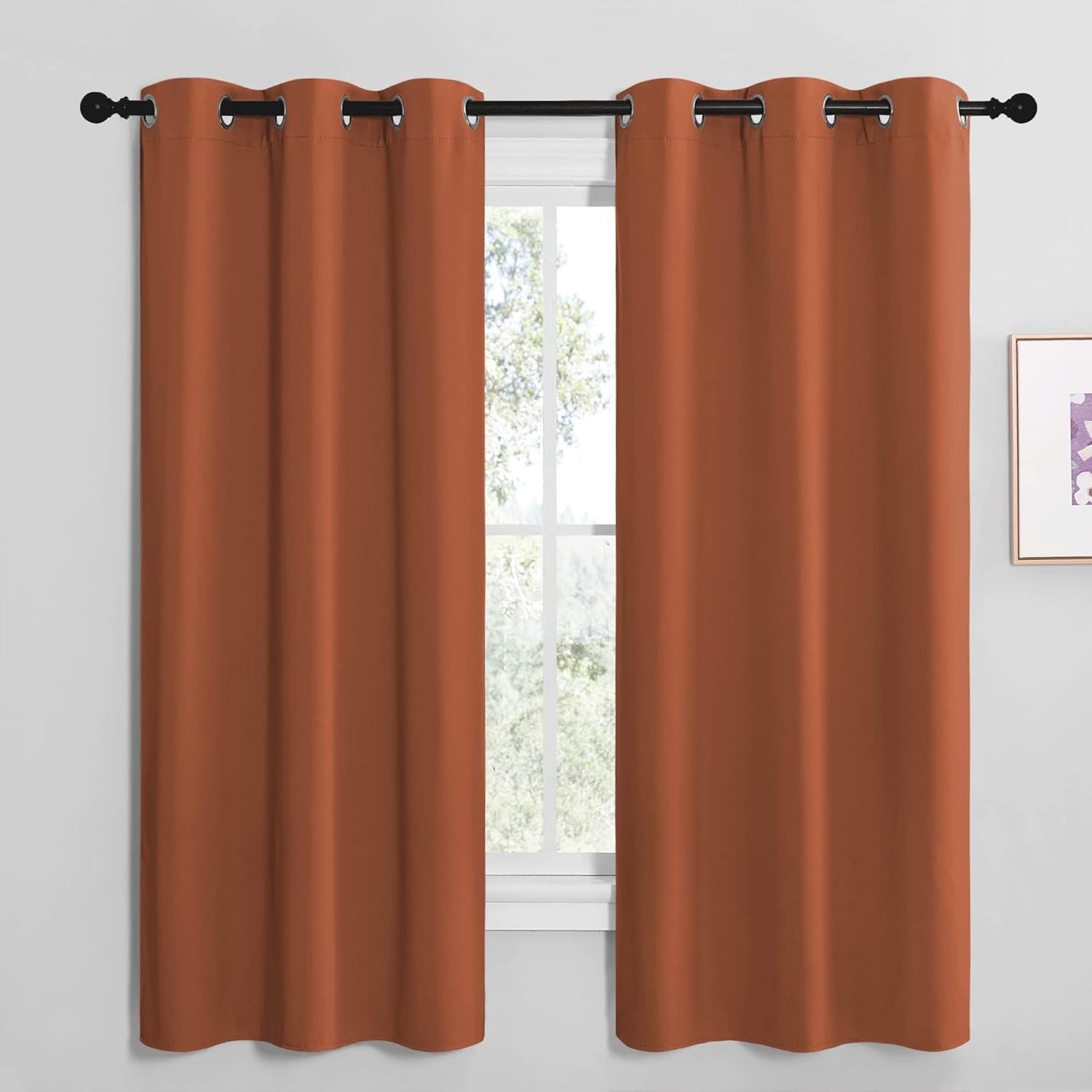 NICETOWN Bedroom Blackout Curtains 68 inches Long, Privacy and Thermal Insulated Blackout Drapes for Windows (Burnt Orange, 1 Pair, 42 x…