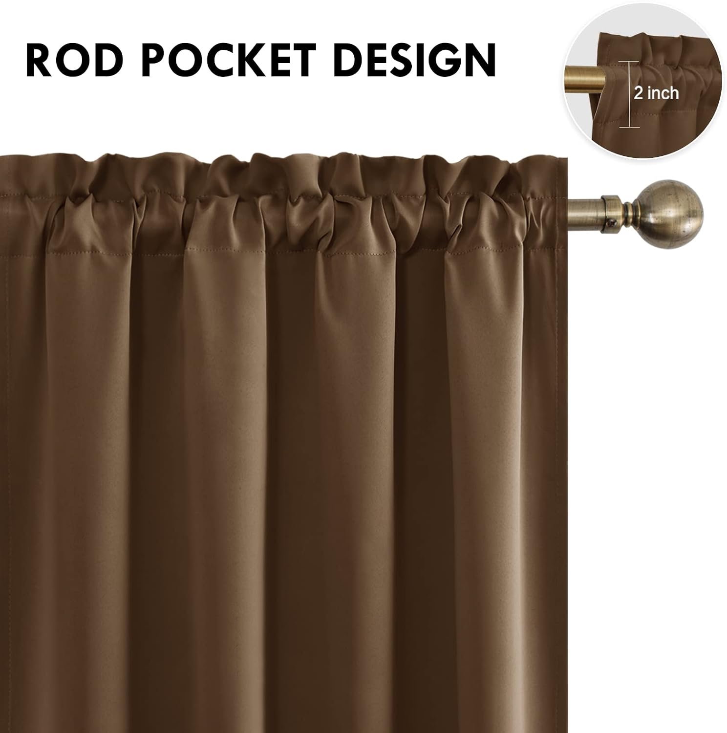 DWCN Brown Blackout Curtains for Small Window, Thermal Insulated Energy Saving Room Darkening Curtains for Kitchen/Bedroom (W42 x L36…