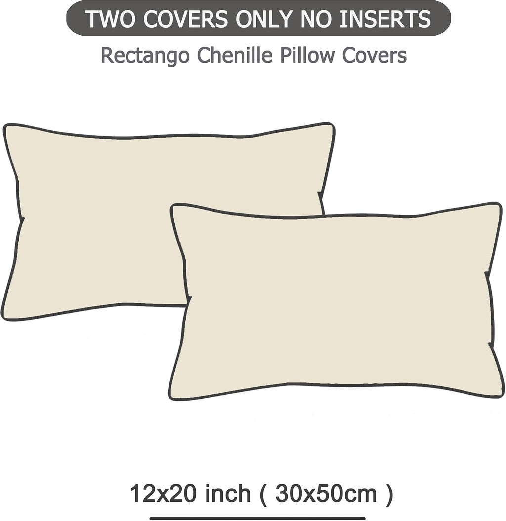 Gawamay Set of 2 Decorative Lumbar Soft Chenille Throw Pillow Covers 12x20 Inch, Boho Farmhouse Cushion Cases, Couch Pillow Covers for Livi…