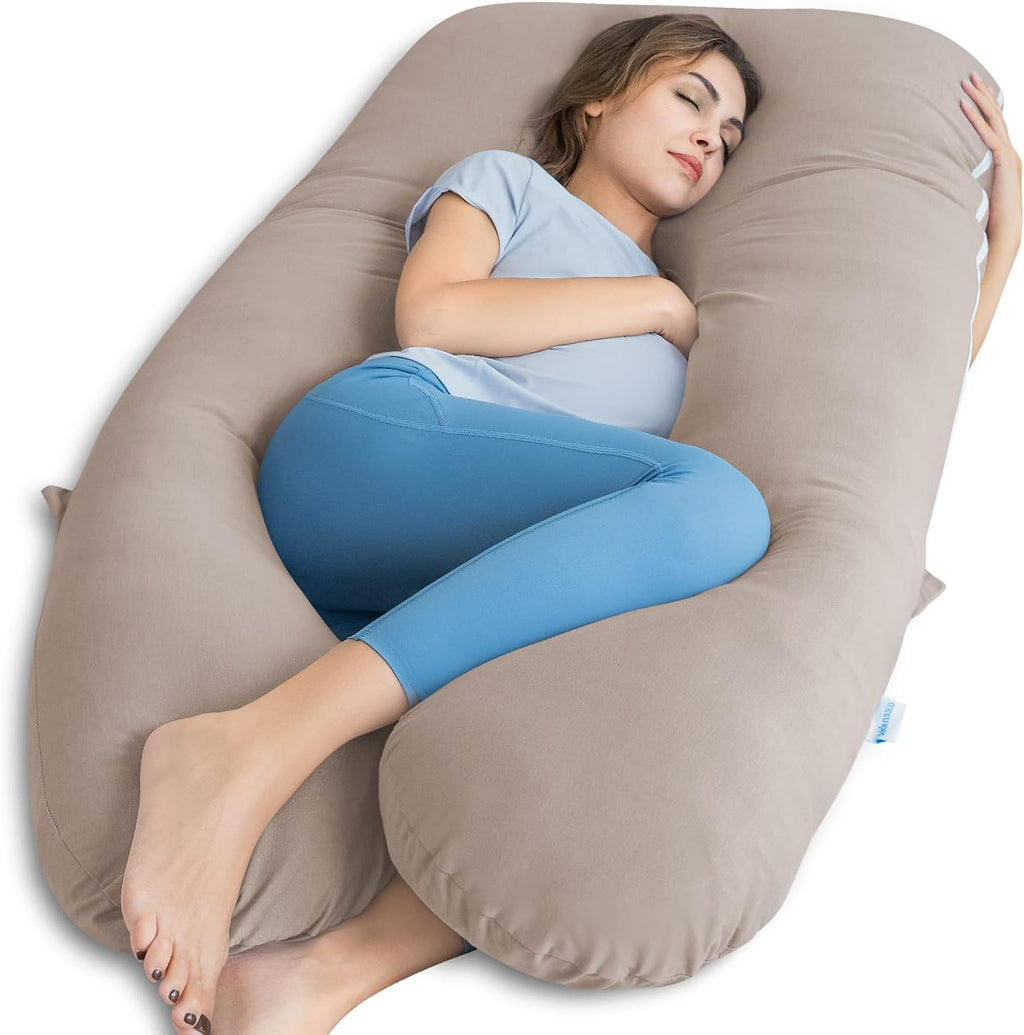 QUEEN ROSE Pregnancy Pillow, U Shaped Full Body Pillows for Sleeping Support, 55 Inch Maternity Pillow for Pregnant Women, Nomad