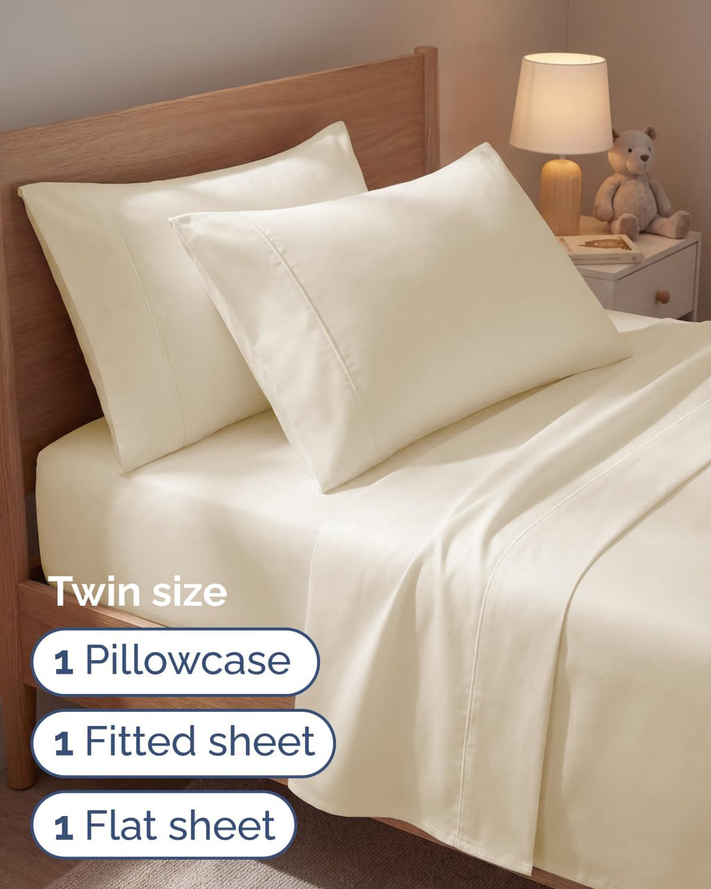Twin 4 Piece Sheet Set - Comfy, Breathable & Cooling - Hotel Luxury Bedding for Women, Men, Kids, Teens & Children - 1 Flat & 1 Fitted…