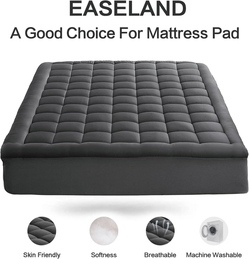 EASELAND Full Size Mattress Pad Pillow Top Cover Quilted Fitted Protector Cotton Top 8-21" Deep Pocket Cooling Mattress Topper (54x75…