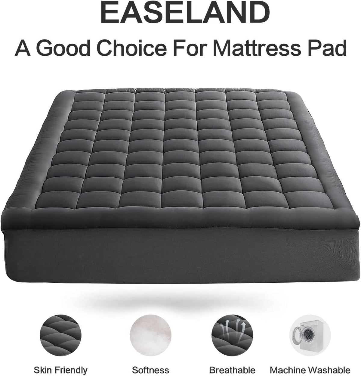 EASELAND Queen Size Mattress Pad Pillow Cover Quilted Fitted Mattress Protector Cotton Top 8-21" Deep Pocket Cooling Mattress Topper…