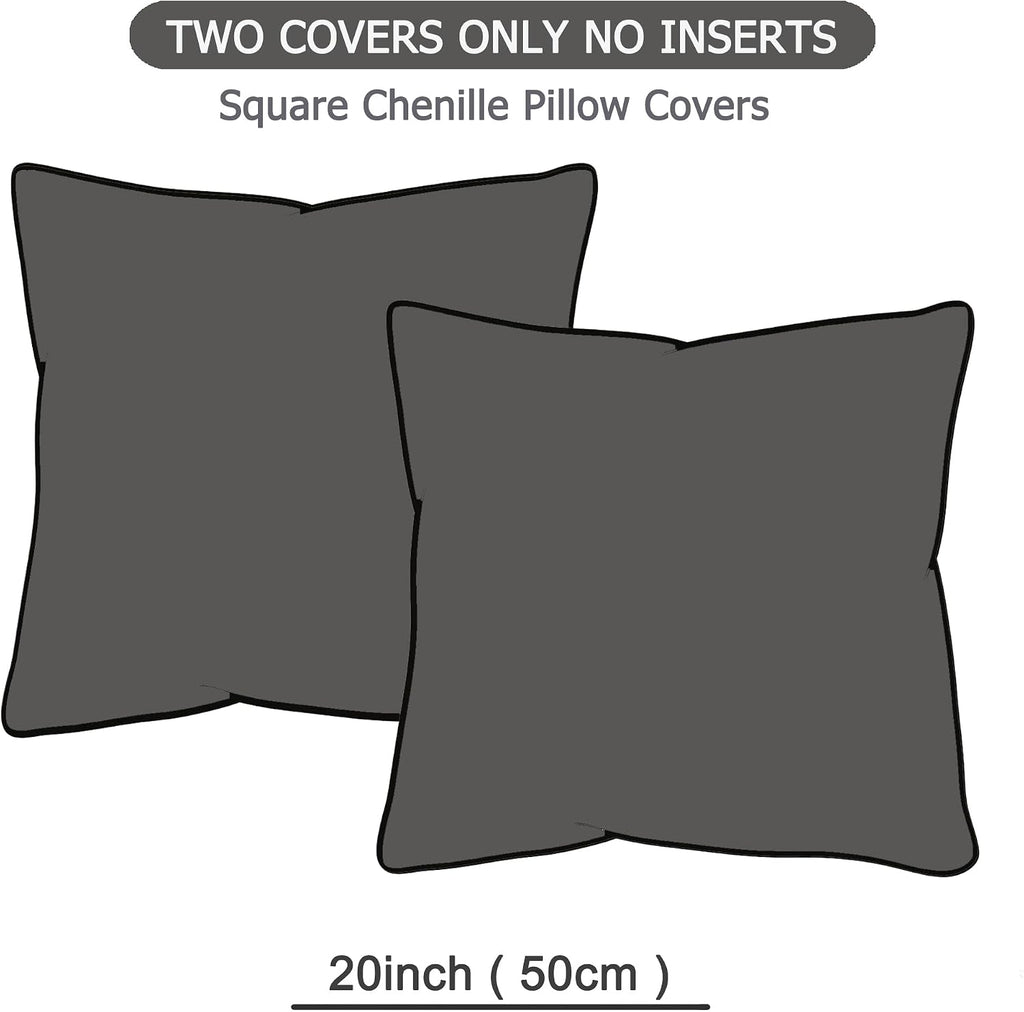 Gawamay Set of 2 Soft Textured Chenille Throw Pillow Covers 20x20 Inch (50x50 CM), Decorative Pillowcases Cushion Covers for Farmhouse Home…