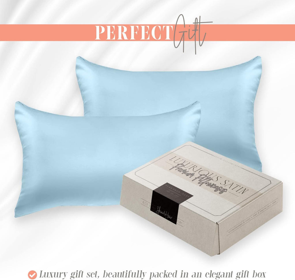 Elegantcomfort Elegant Comfort Silky and Luxurious 2-Piece Satin Pillowcase Set for Healthier Skin and Hair, Hidden Zipper Closure and Beau…