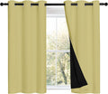 Nicetown Paler Yellow 100% Blackout Curtains 45 inches Long, Thermal Insulated Full Blackout 2-Layer Lined Curtains, Energy Efficiency Wind…