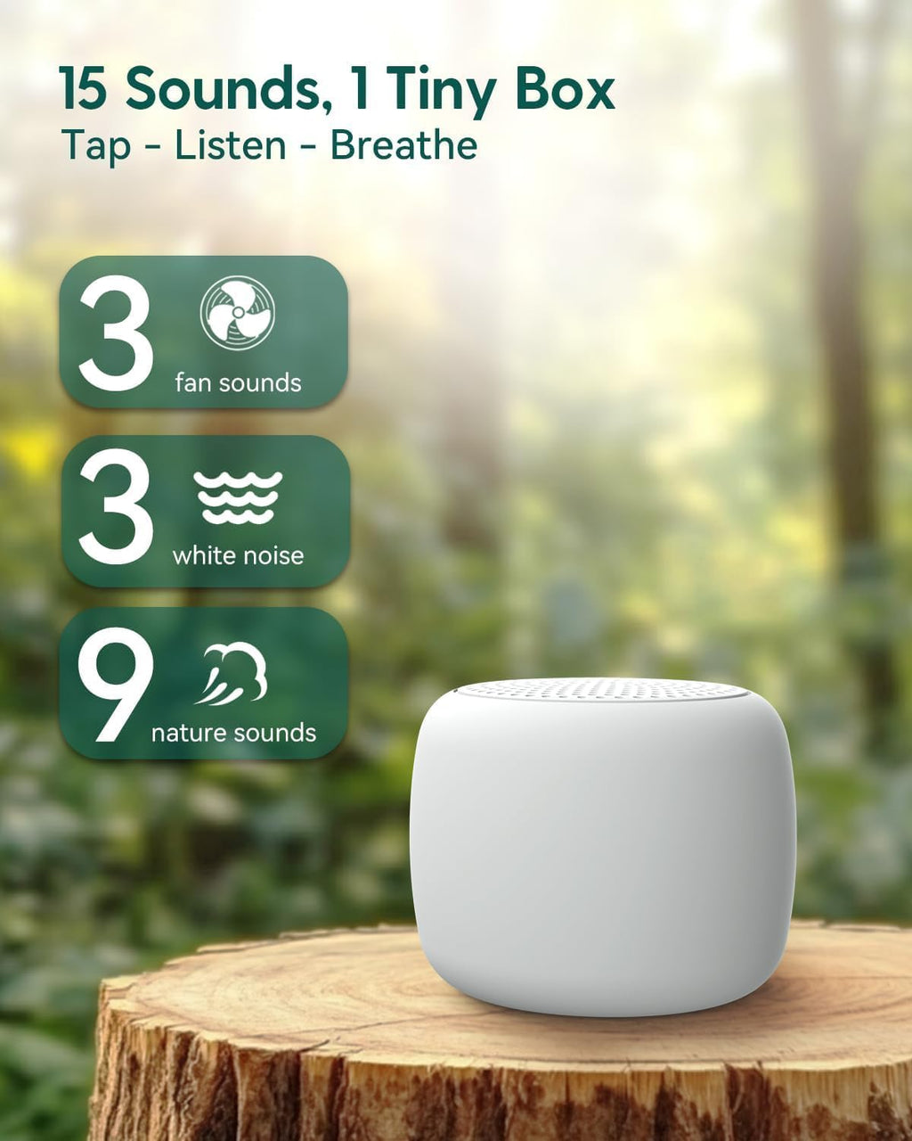 Babelio Portable White Noise Machine + Travel Case in Grey, for Adults Kids Baby