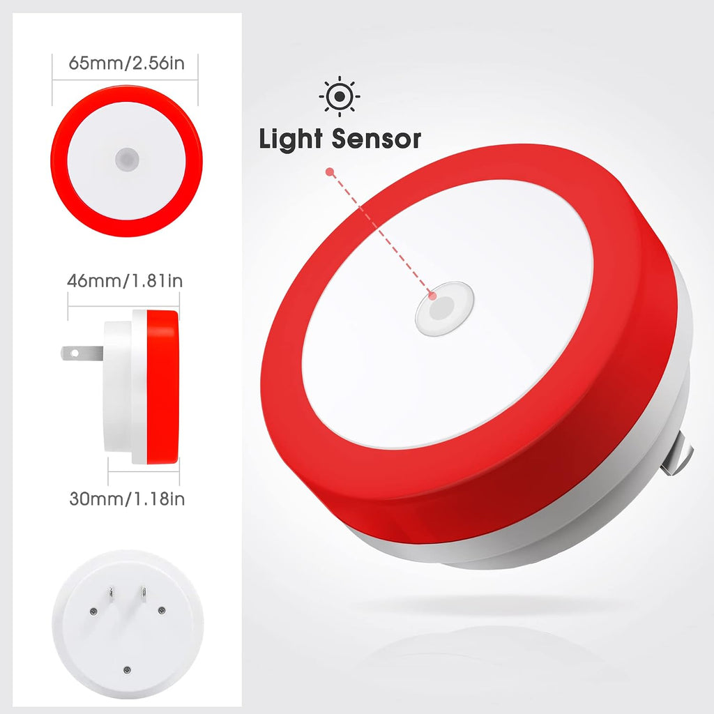 WelcometoBriigniteenjoyyourtimehere Briignite 4 Pack Red LED Night Light, Dusk to Dawn Sensor, Plug in, 60 Lumens, 0.6W, ABS Plastic, Perfe…