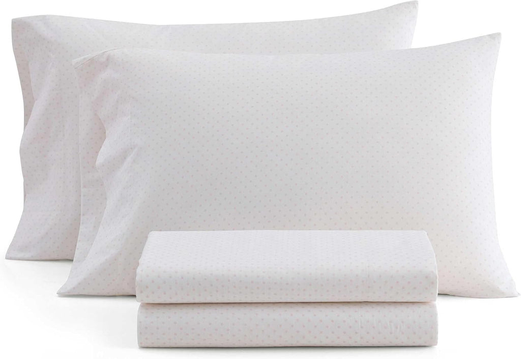 MarthaStewart Martha Stewart - Twin Size Sheets Set, Crisp & Tailored Cooling Sheets with a Naturally Smooth Cotton Percale Lightweight Fee…
