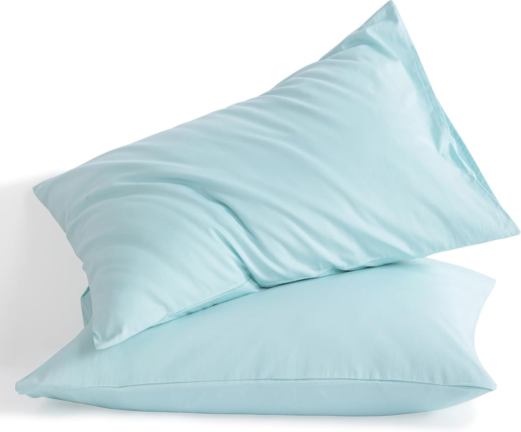 Ntbay Queen Cotton Pillowcases - Envelope Closure 20x30 Pillowcases Set of 2, Breathable and Soft Bed Pillow Cases, Aqua Cotton