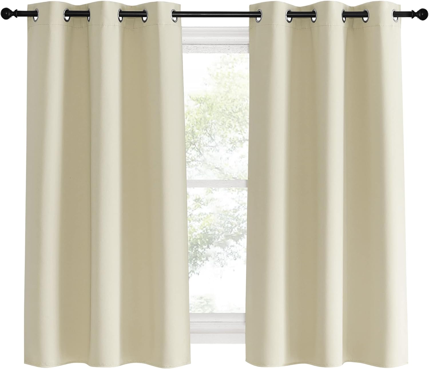 NICETOWN Kitchen Curtains, Short Curtains for Bedroom Windows, Beige, 42" W by 60" L, 1 Pair, Thermal Insulated Room Darkening Curtain…