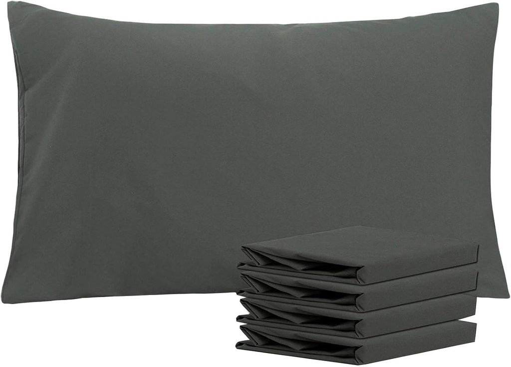 Ntbay Queen Pillowcase Set - 4 Pack Brushed Microfiber 20x30 Pillowcases - Soft, Wrinkle-Free, Fade-Resistant, Stain-Resistant, Dark Grey P…