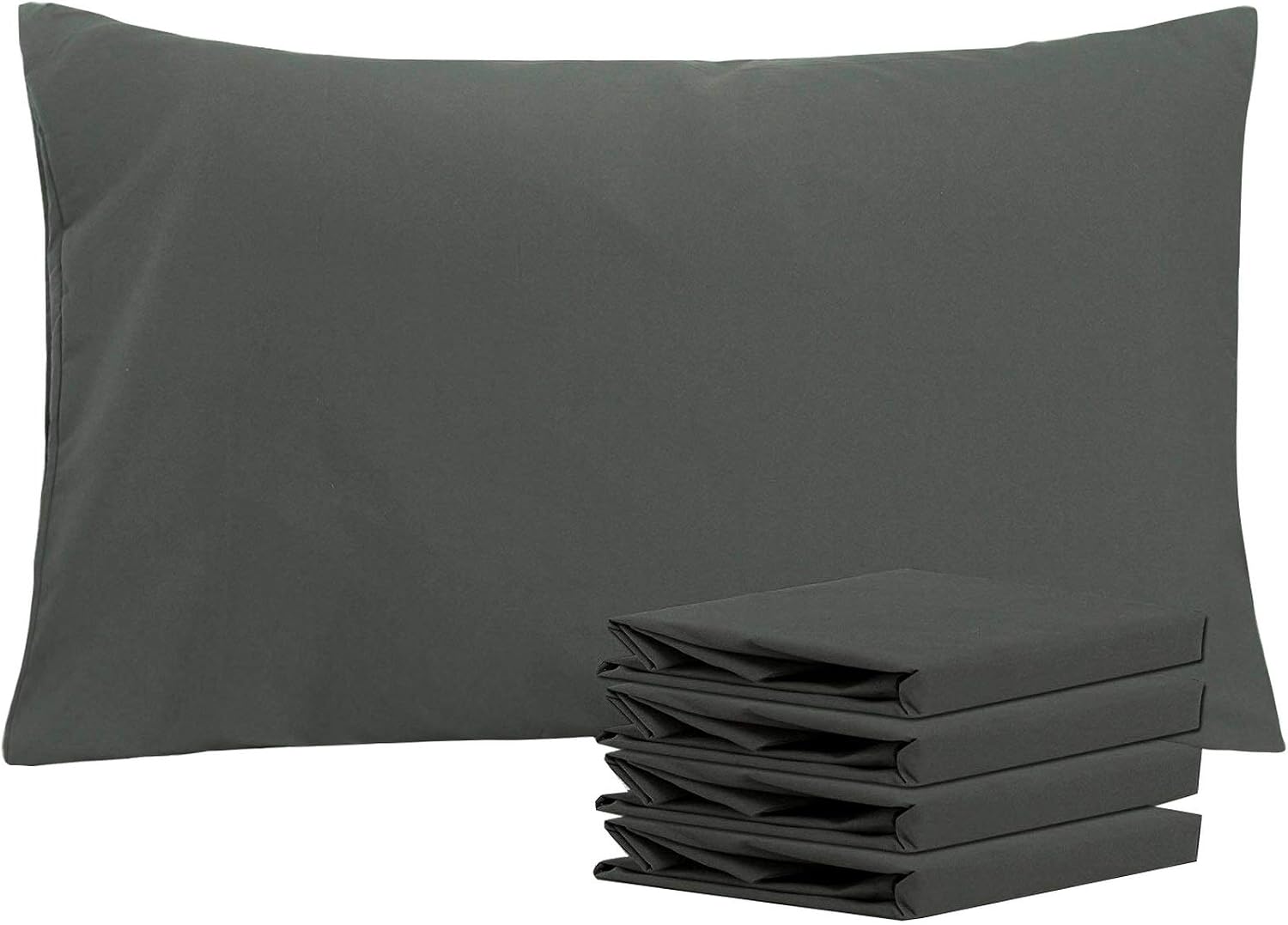 Ntbay Queen Pillowcase Set - 4 Pack Brushed Microfiber 20x30 Pillowcases - Soft, Wrinkle-Free, Fade-Resistant, Stain-Resistant, Dark Grey P…